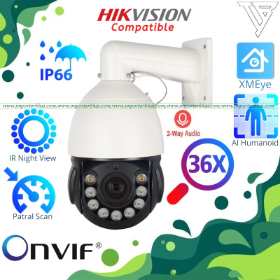 6 megapixel ip ptz 36X zoom onvif IP66 dual starlight night vision 150-500 mtr moving 360 degree high speed dome camera with Accessories stand and power supply